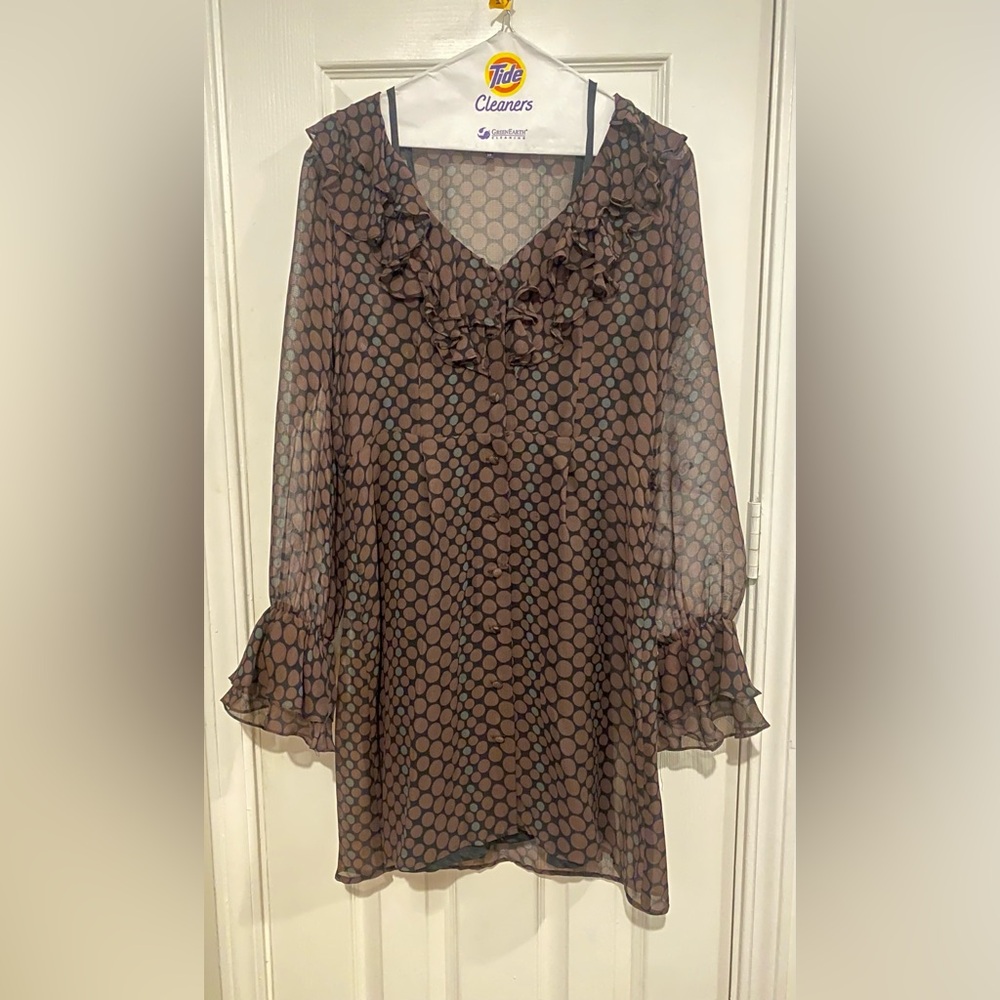 Nanette Lepore Black and Brown Polka Dot Mini Dress